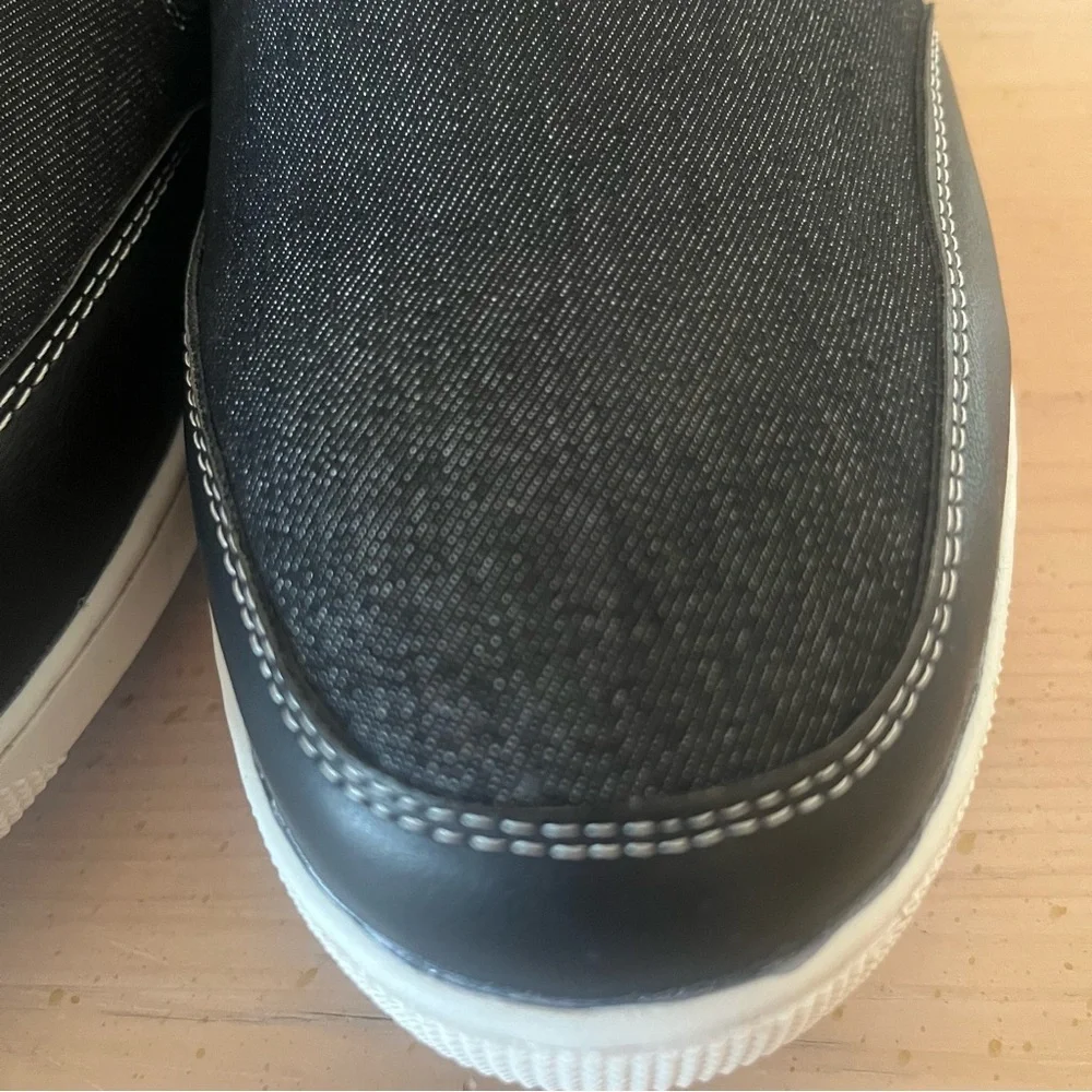 Marco‎ Vitale Men's Slip-On Denim Leather Sneakers | Size 12 | Black